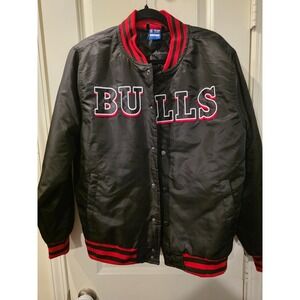 Chicago Bulls NBA Ultra‎ Game Bomber  Satin Jacket Black Red SZ S